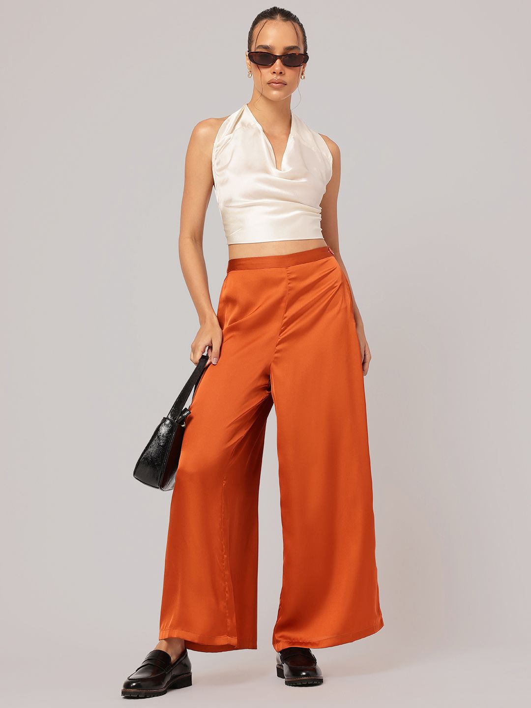 DressBerry Edgy Chic Halter Neck Satin Backless Top