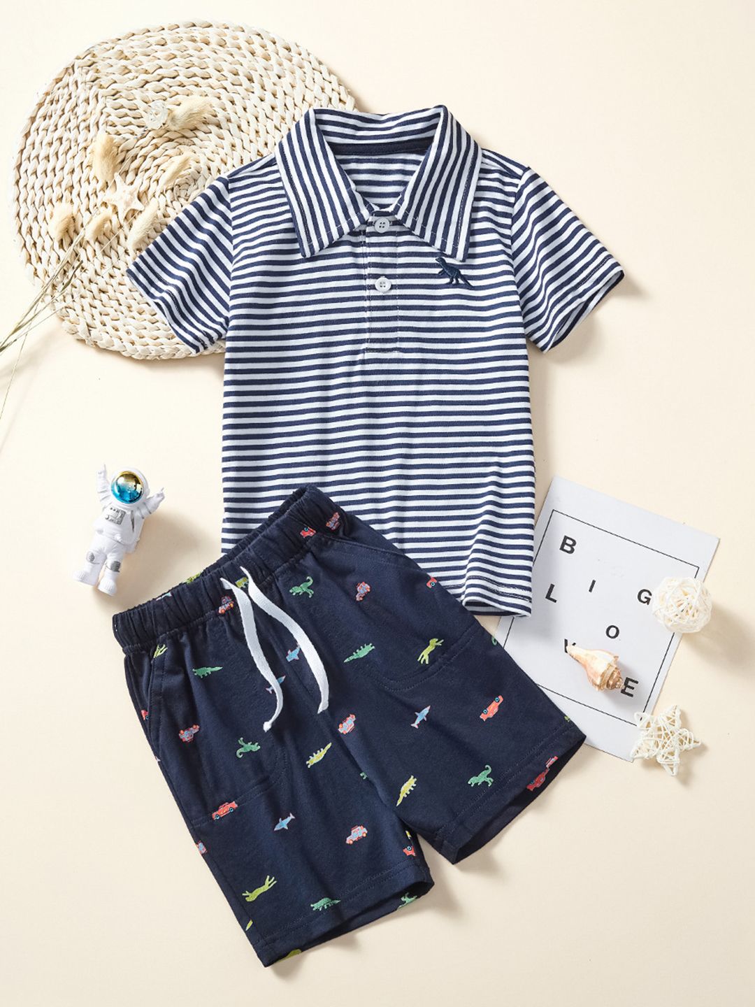 YK Boys Striped T-Shirt With Shorts Clothing Set