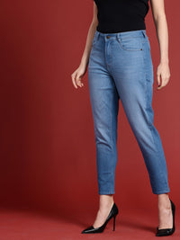 all about you Women Straight Fit High-Rise Heavy Fade Stretchable Jeans