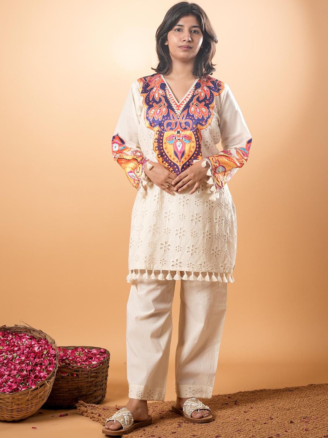 Mamicha Printed V-Neck Tunic With Palazzo Co-Ords