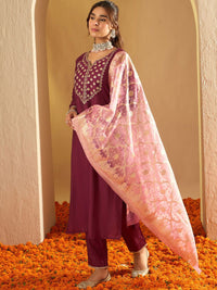 Indo Era Ethnic Motifs Yoke Design Straight Gotta Patti Liva Kurta with Trousers & Dupatta