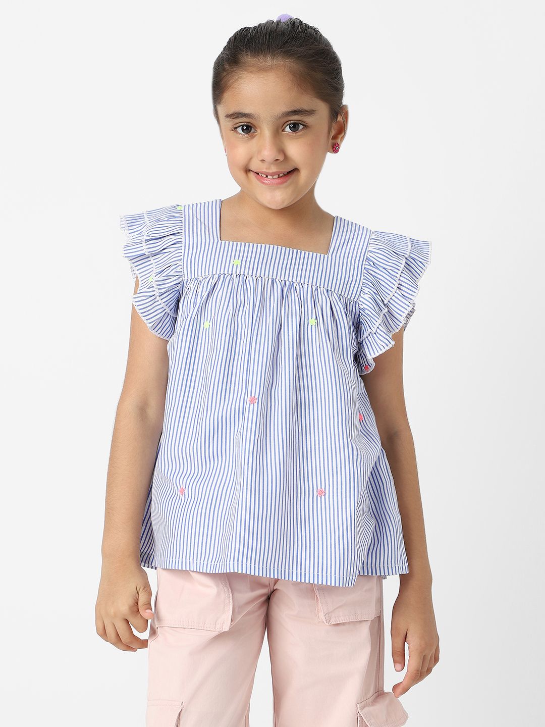 Nauti Nati Striped Bell Sleeve Cotton Top