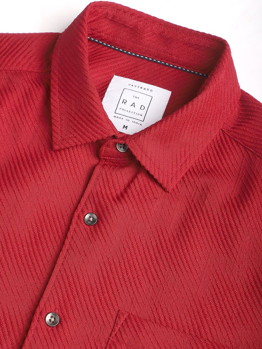 VASTRADO Men Classic Spread Collar Textured Slim Fit Casual Shirt