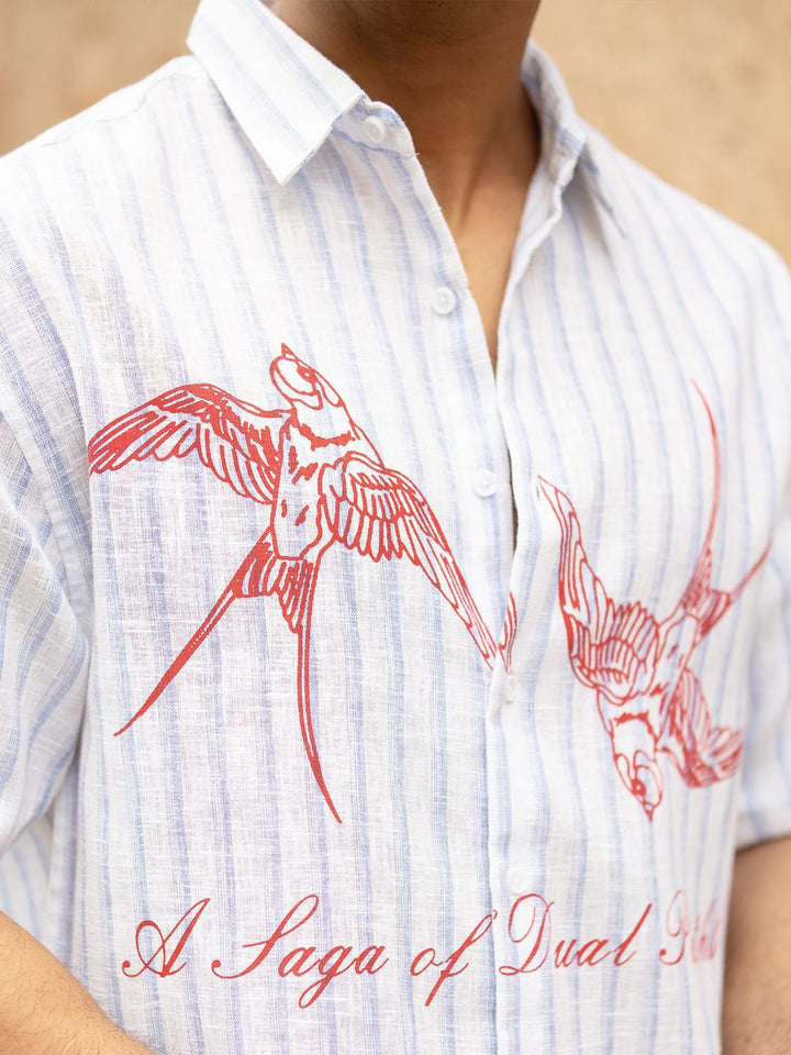 Powerlook Men Striped Spread Collar Cotton Oversized Casual Shirt