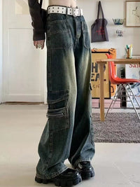 DressBerry Women Wide Leg High-Rise Light Fade Cotton Jeans