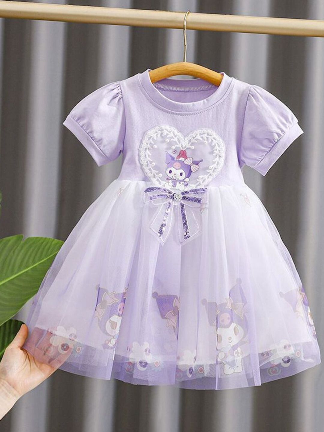 YK Girls Self Design Fit & Flare Dress