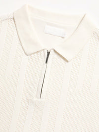 THE BEAR HOUSE Self Design Relaxed Fit Cotton Polo Collar T-shirt