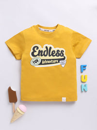 Happy Faces Kids Boys Typography Printed Pure Cotton T-Shirt