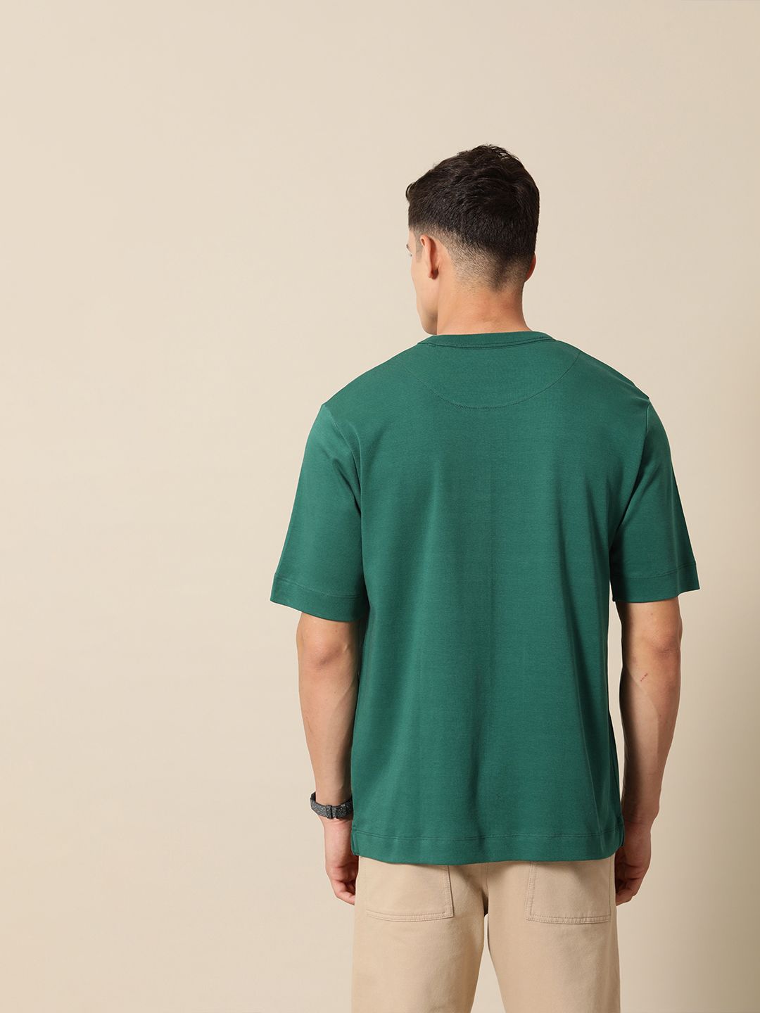 Mr Bowerbird Solid Pure Cotton Casual Oversized T-shirt With Patchwork Detail