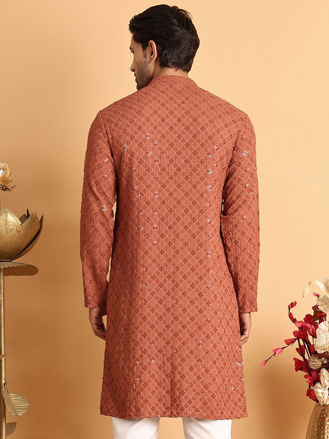 Jompers Floral Embroidered Sequinned Straight Kurta