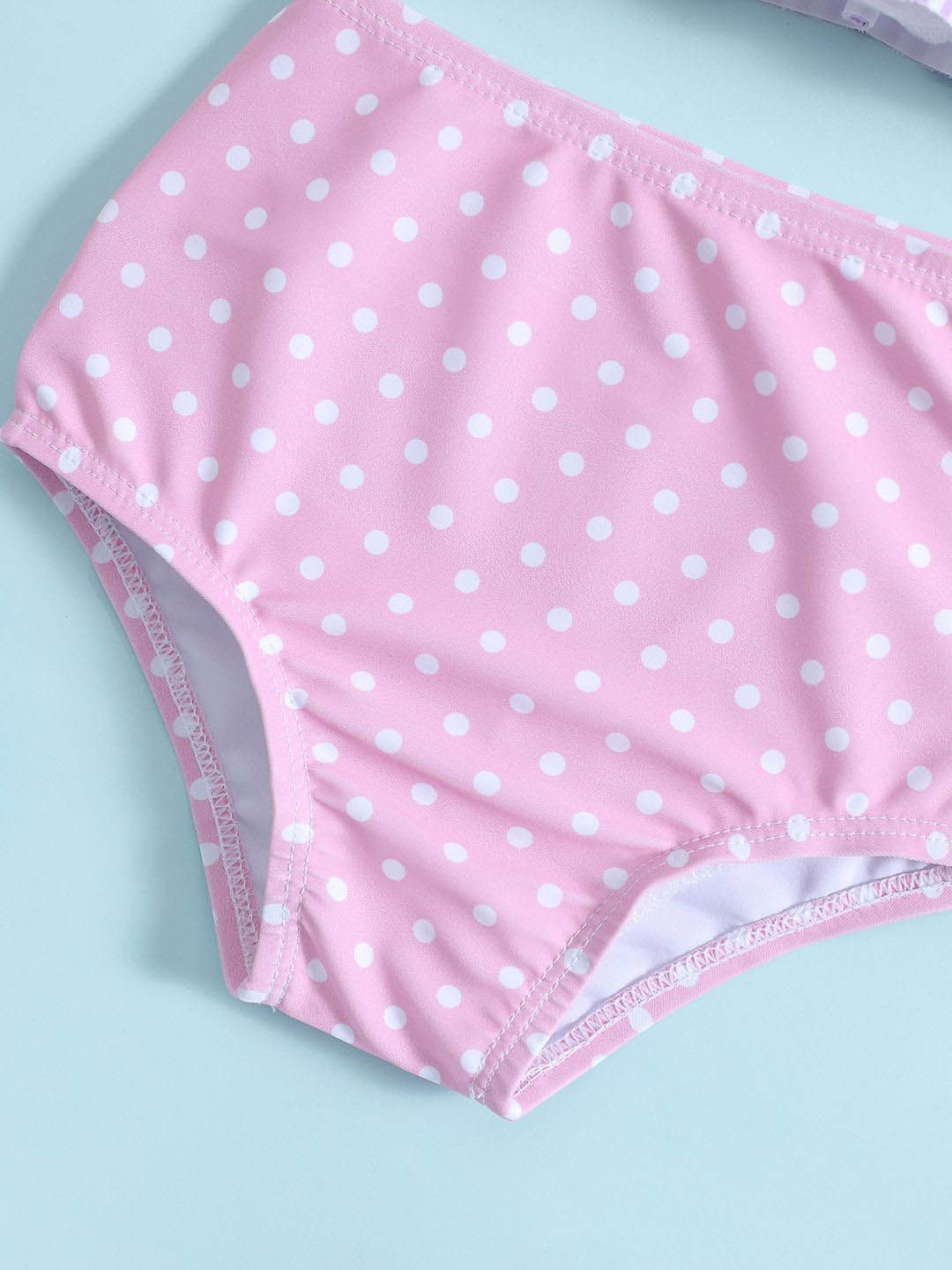 YK Girls Striped Top & Briefs Swim Set