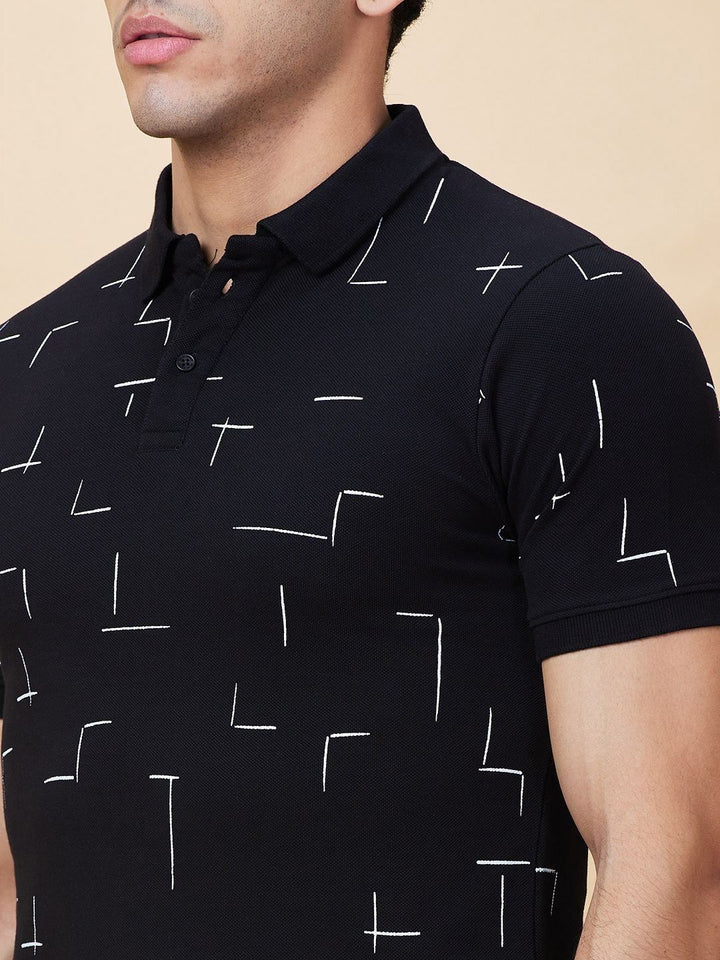Being Human Men Geometric Printed Polo Collar Cotton T-shirt