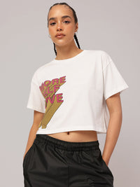 DressBerry Kaleido-Kick Printed Crop Boxy T-shirt