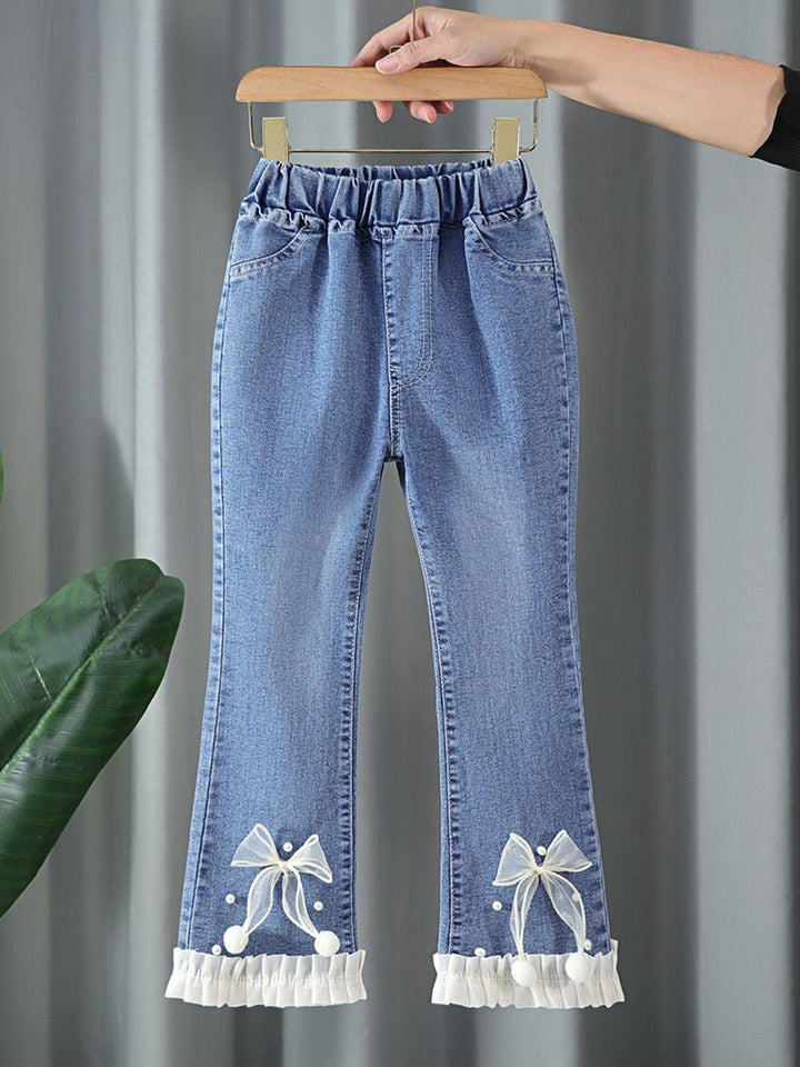 YK Girls Comfort Relaxed Fit High-Rise Light Fade Embellished Stretchable Jeans