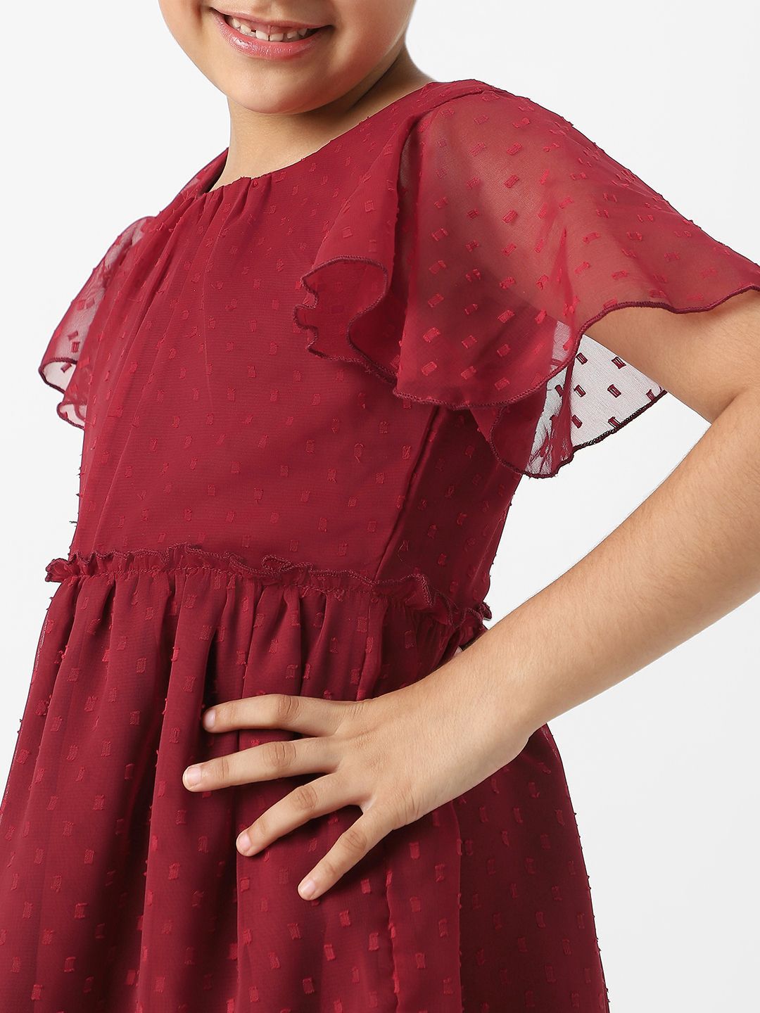 Nauti Nati Flared Sleeve Ruffled Fit & Flare Dress