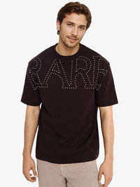 RARE RABBIT Men Typography Printed Round Neck Cotton Oversized T-shirt