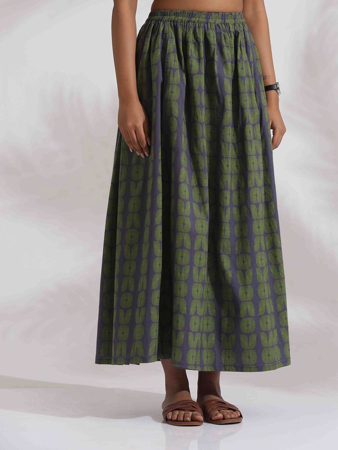 trueBrowns Geometric Printed Pure Cotton Top With Skirts