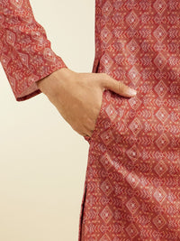 Diwas by Manyavar Geometric Printed Mandarin Collar Cotton Straight Kurta