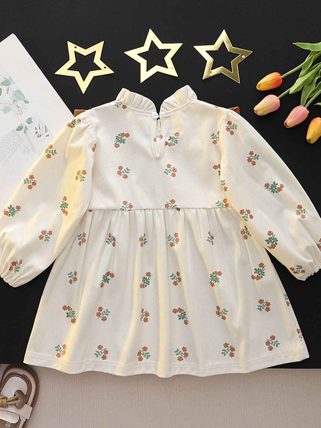 YK Girls Floral Printed Fit & Flare Dress