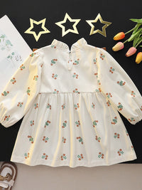 YK Girls Floral Printed Fit & Flare Dress