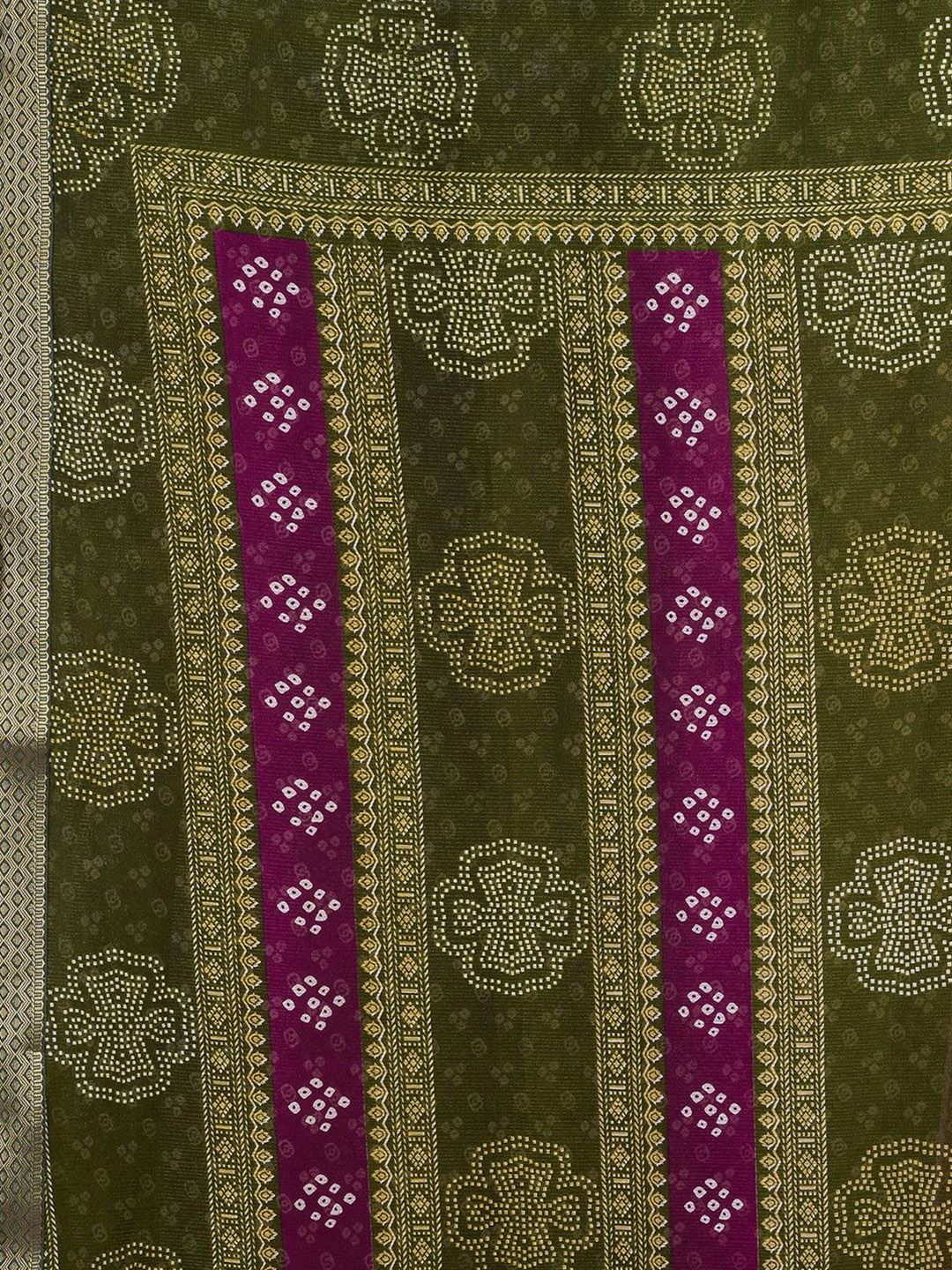 KALINI Bandhani Zari Pure Chiffon Bandhani Saree