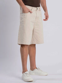 Bene Kleed Men Ecru Relaxed Fit Denim Shorts