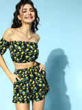 Berrylush Floral Printed Off-Shoulder Top With Skirt