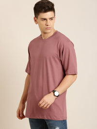 Difference of Opinion Men Dusty Pink Pure Cotton Drop-Shoulder Oversized Fit Oversized T-shirt
