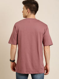 Difference of Opinion Men Dusty Pink Pure Cotton Drop-Shoulder Oversized Fit Oversized T-shirt