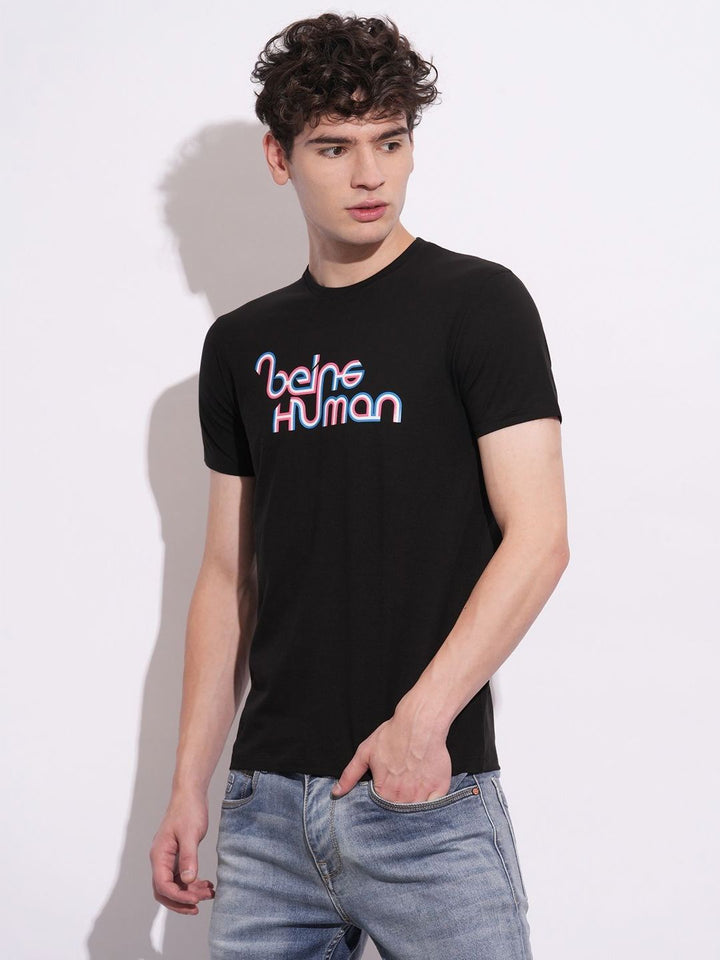Being Human Men Brand Logo Printed Slim Fit T-shirt