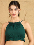 Berrylush Women Halter Neck Styled Back Crop Styled Back Top