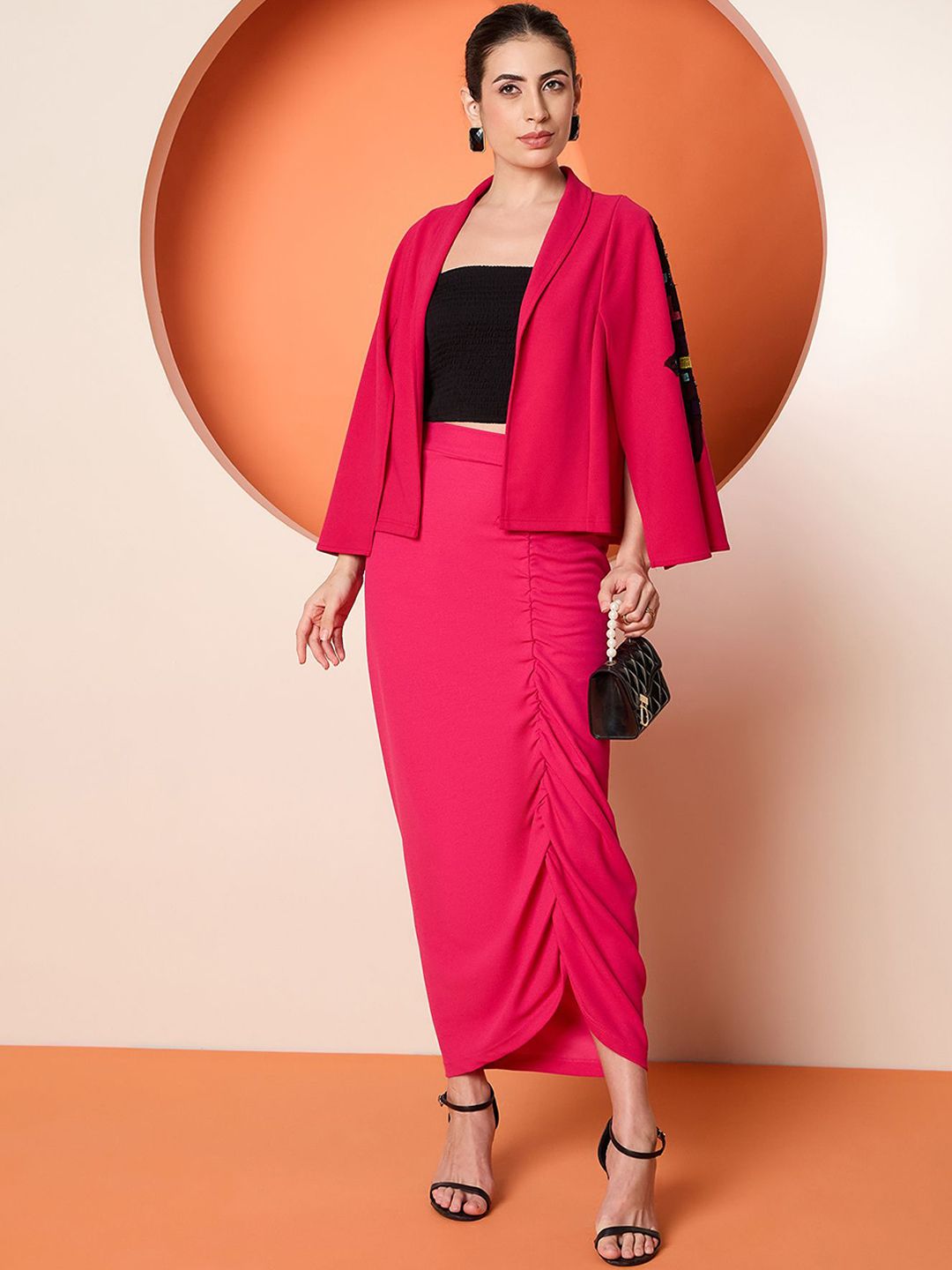 Antheaa Top & Skirt With Jacket