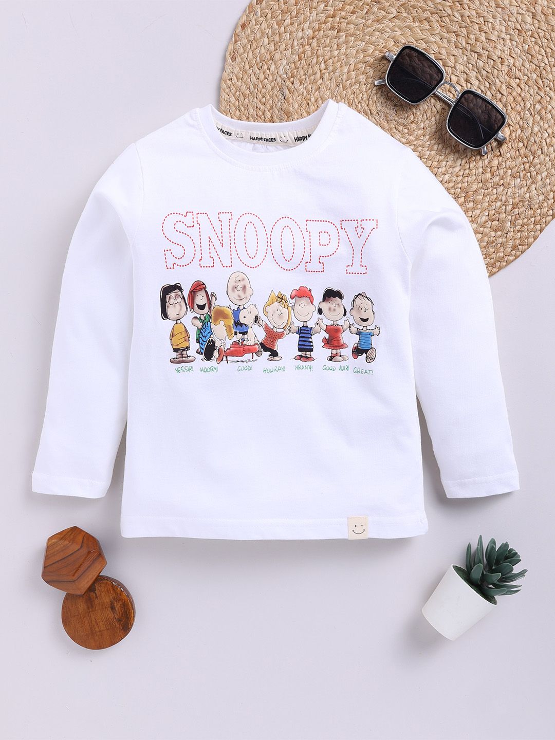 Happy Faces Boys Snoopy Printed Pure Cotton T-shirt