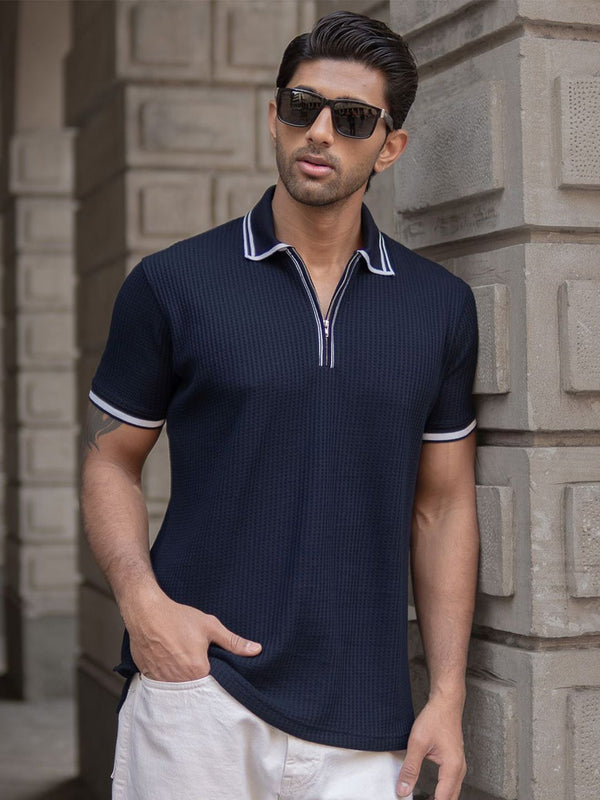 Powerlook Men Typography Polo Collar T-shirt