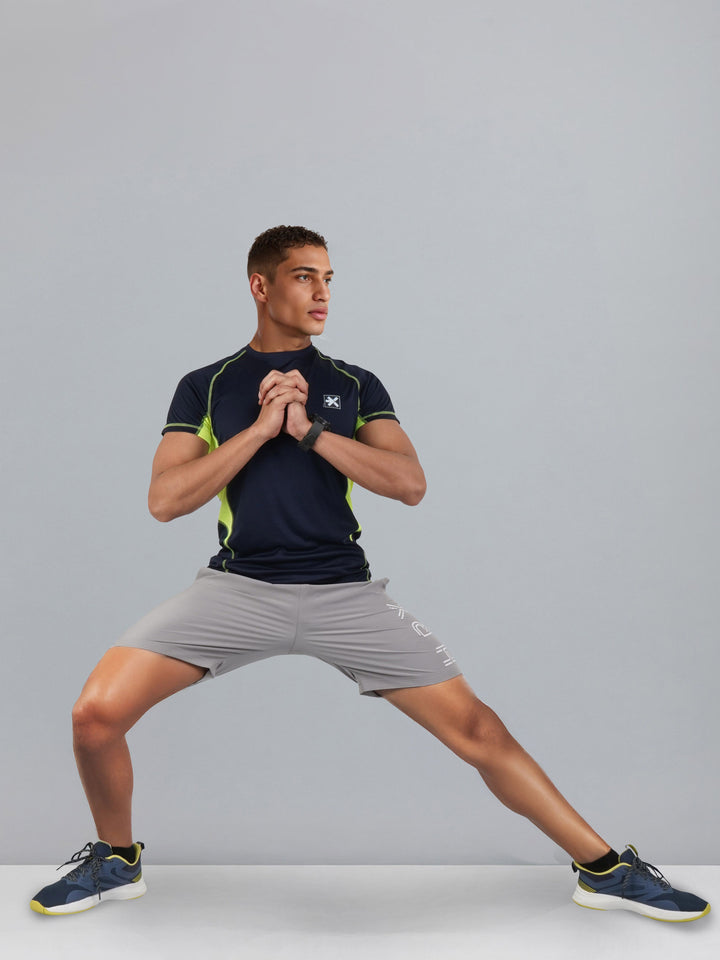 HRX by Hrithik Roshan Colourblocked Raglan Sleeves Sports T-shirt with Brand Logo Detail