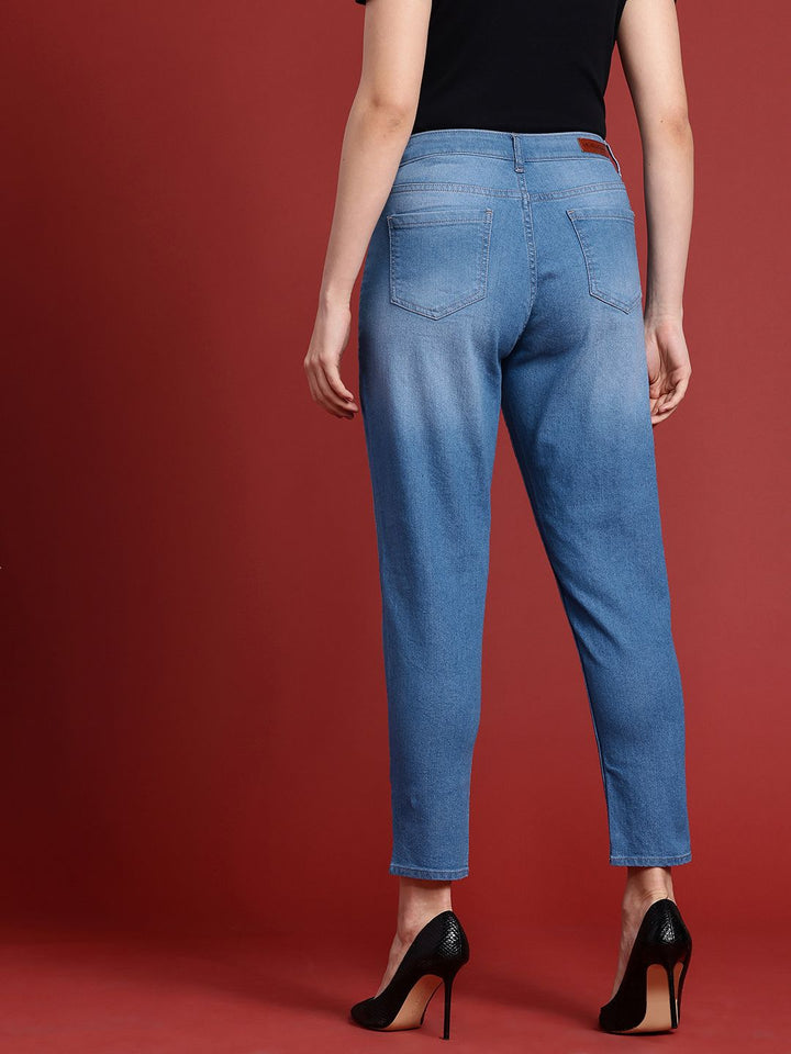 all about you Women Straight Fit High-Rise Heavy Fade Stretchable Jeans