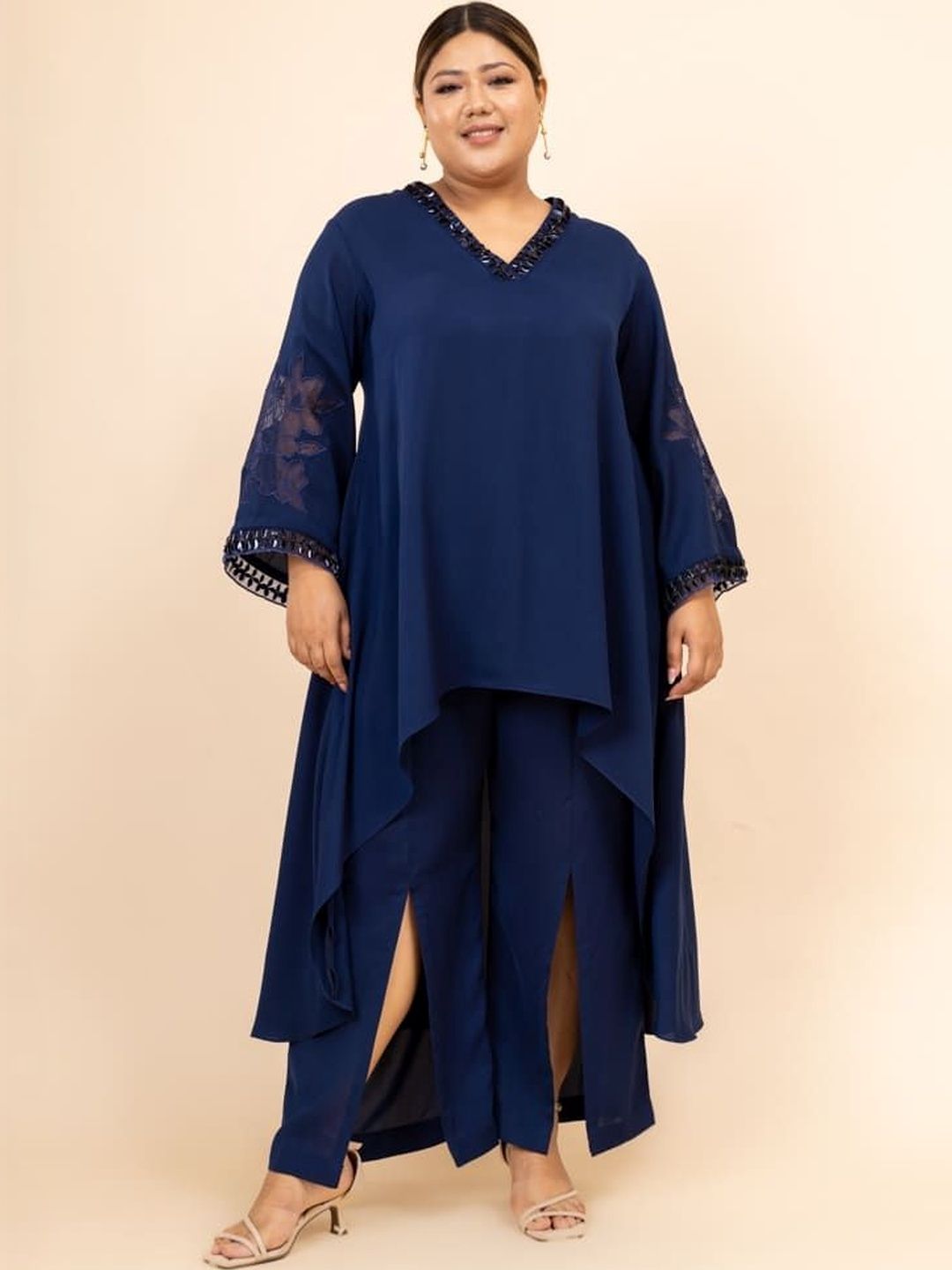 Mamicha Embroidered V Neck Tunic & Trousers Co-ords