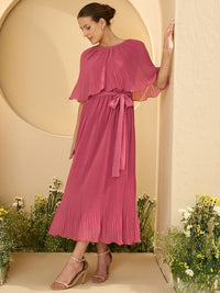 Antheaa Cape Sleeves Chiffon Maxi Dress