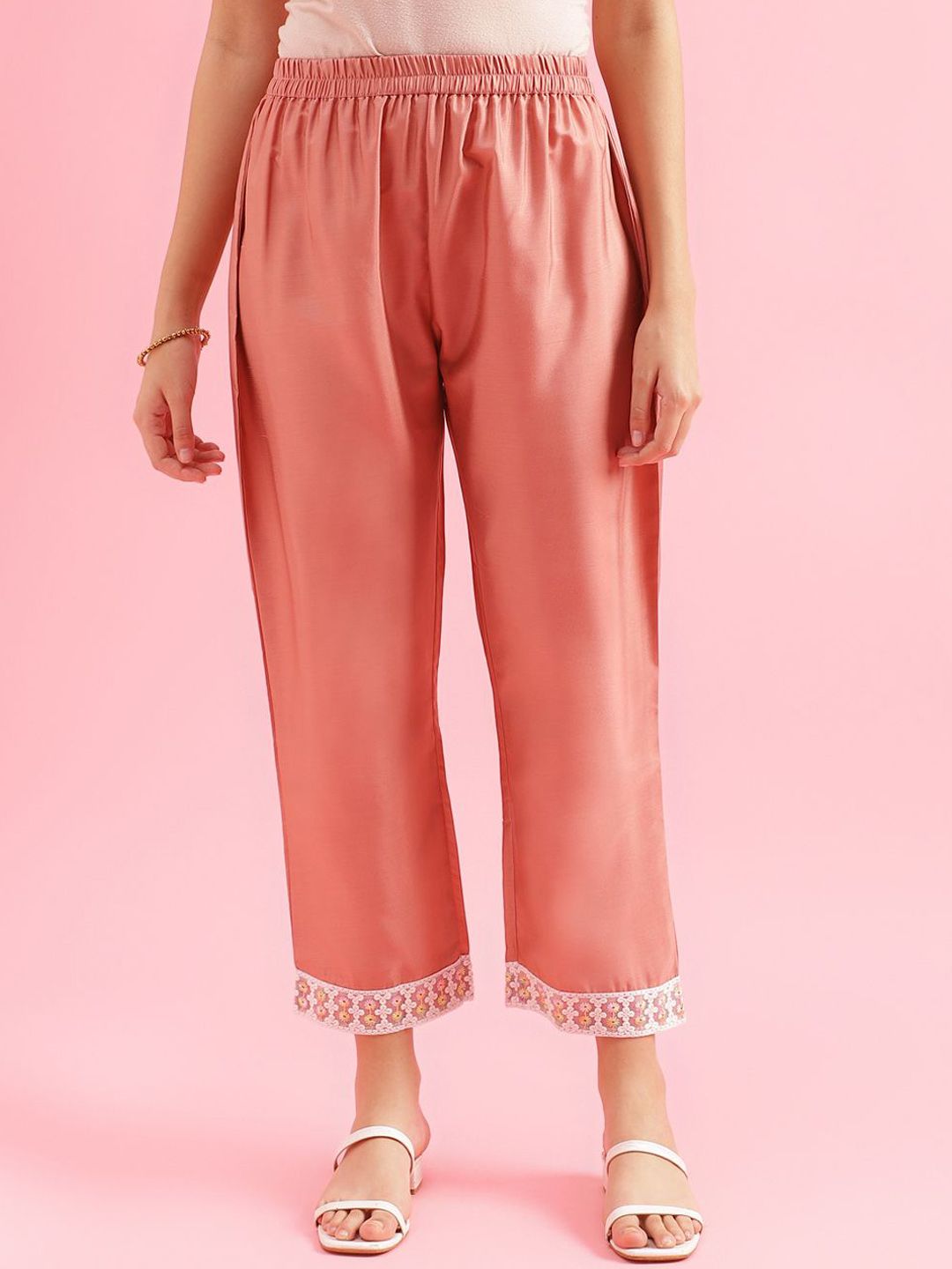 KALINI Floral Yoke Design Straight Thread Work Kurta with Trousers & Dupatta