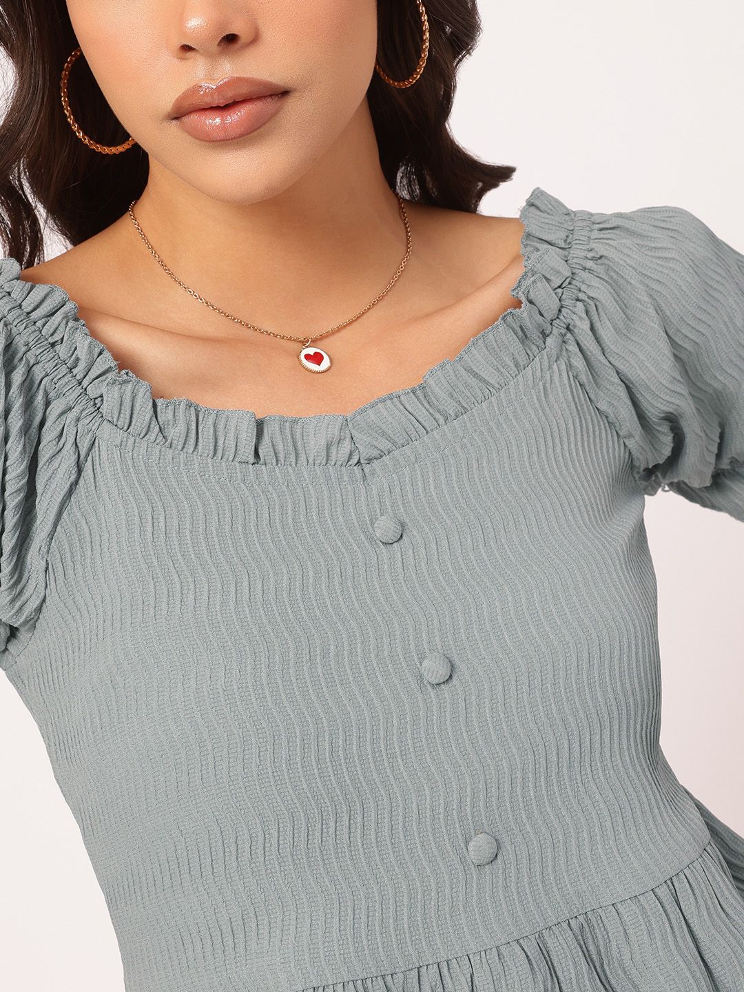 DressBerry Textured Play Tiered Fit & Flare Dress