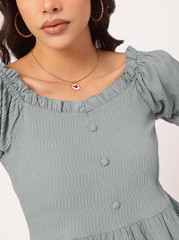 DressBerry Textured Play Tiered Fit & Flare Dress