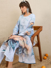 Indo Era Floral Printed Beads And Stones Straight Kurta With Trousers & Dupatta