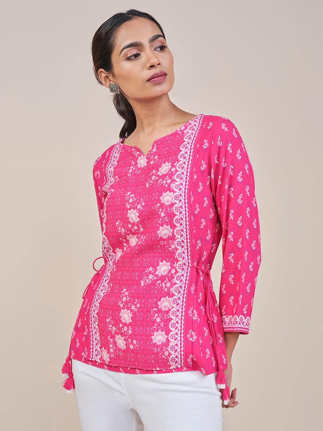 Global Desi Ethnic Motifs Printed Top