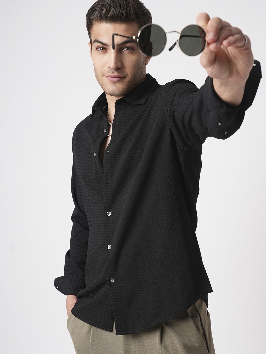 VASTRADO Men Classic Slim Fit Opaque Casual Shirt