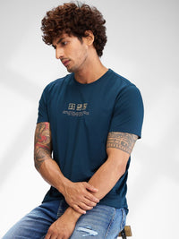 SPYKAR Men Typography Applique Slim Fit T-shirt