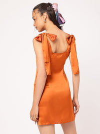DressBerry Glamour And Opulence Tie-Up Detailed Satin Mini Dress