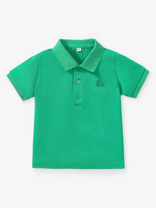 YK Boys Polo Collar Applique T-shirt