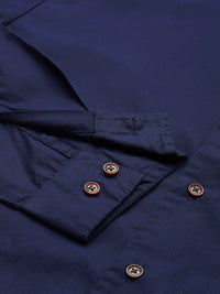 Mr Bowerbird Men Navy Blue Solid Tailored Fit Casual Shirt