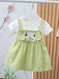 YK Girls Self Design Round Neck A-Line Dress