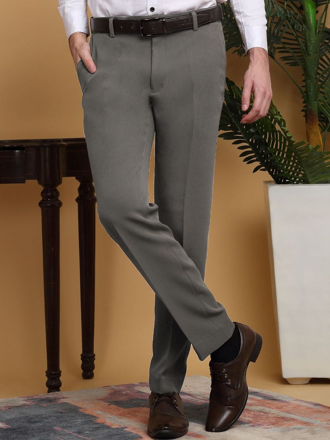 Moda Rapido Men Slim Fit Easy Wash Pleated Trousers